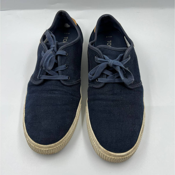 TOMS Navy Blue Sneakers Tennis Shoes Canvas Lace Up Shoes Men's 10.5 - Picture 10 of 10